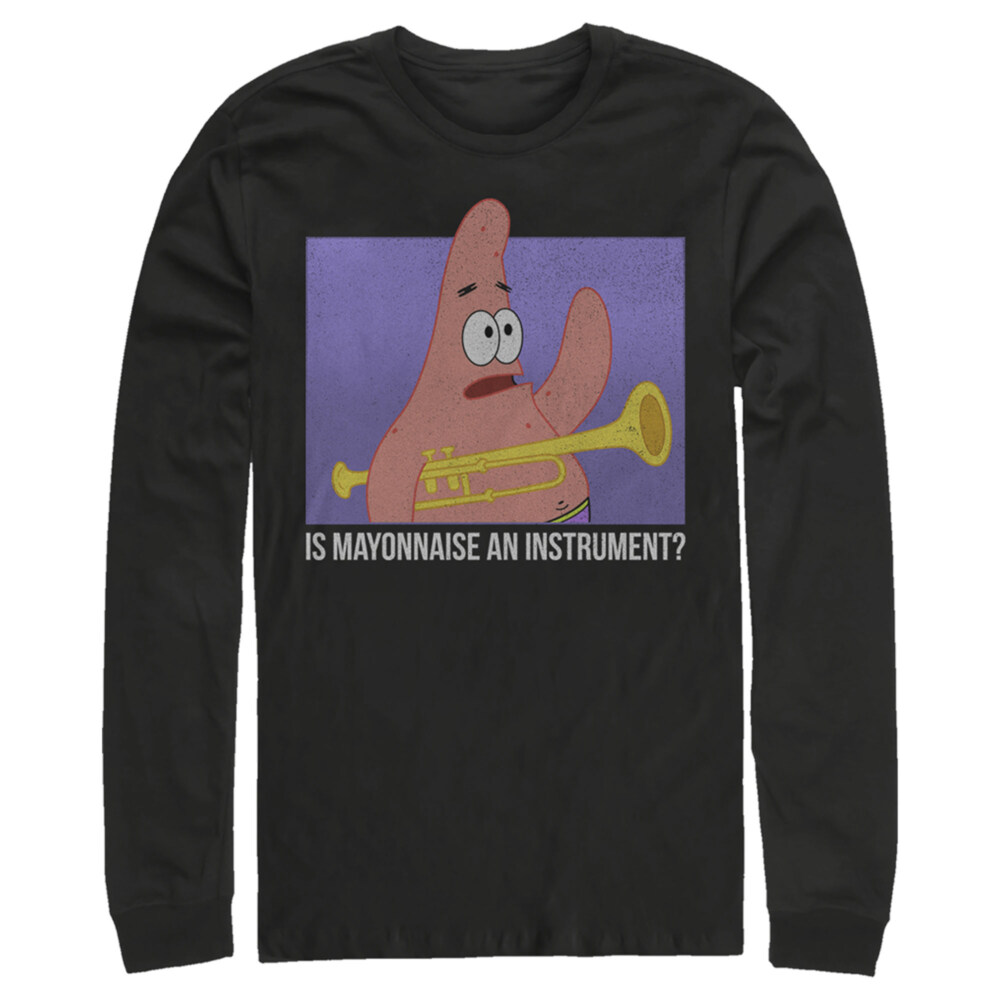 Men's SpongeBob SquarePants Patrick Mayonnaise Instrument Quote  Adult Long Sleeve Shirt