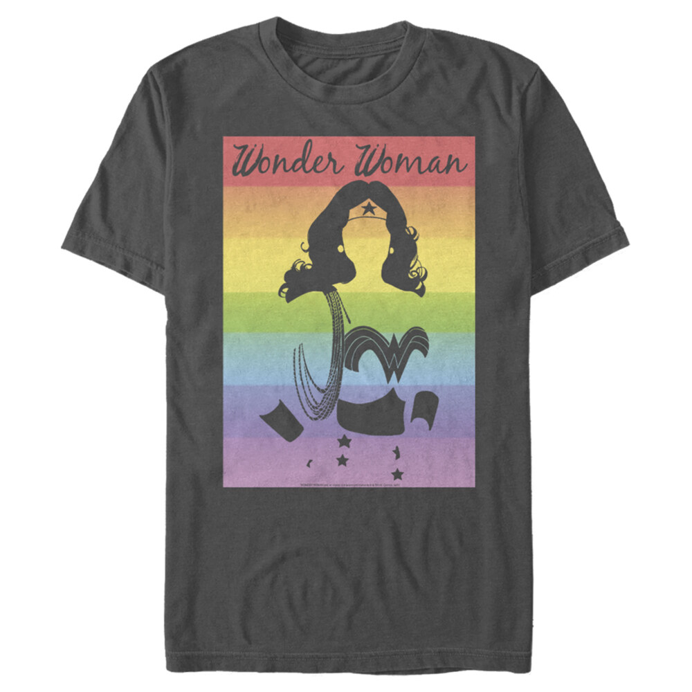 Men's Wonder Woman Silhouette Rainbow  Adult T-Shirt