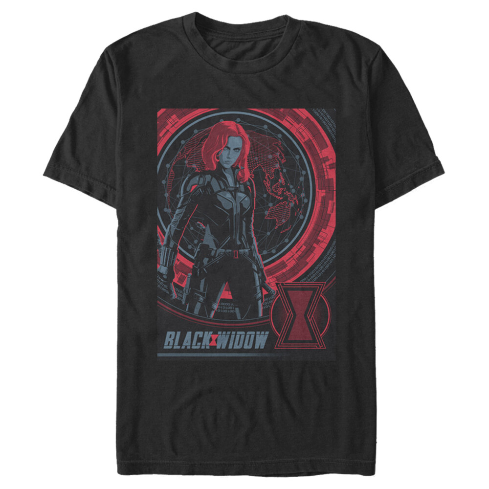 Men's Marvel Black Widow Infrared Globe  Adult T-Shirt