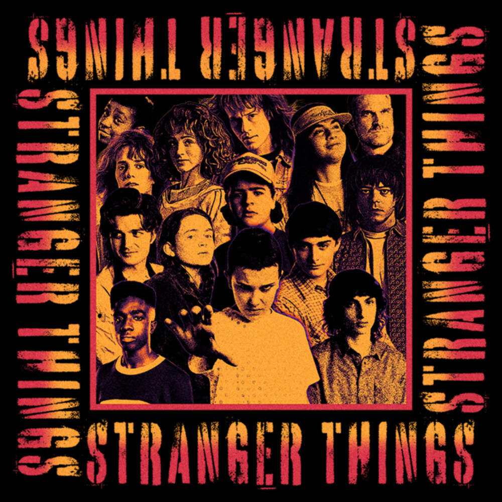 Men's Stranger Things Orange Group Shot Boxed Up  Adult Long Sleeve Shirt