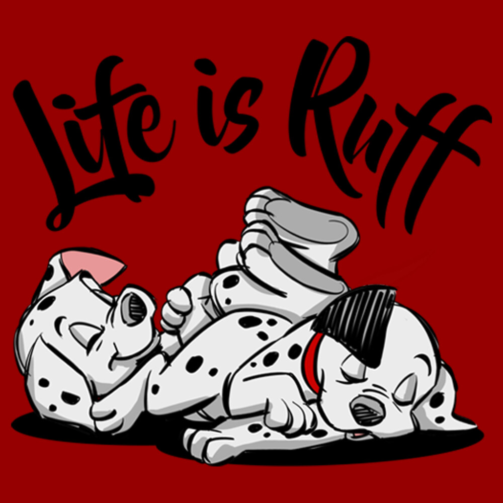 Men's One Hundred and One Dalmatians Life is Ruff  Adult T-Shirt