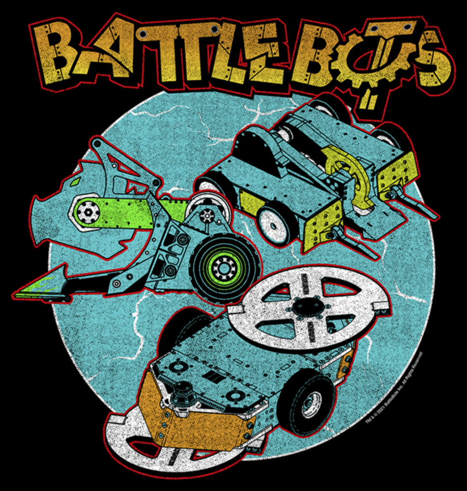 Men's Battlebots Whiplash, SawBlaze, and Rotator  Adult T-Shirt