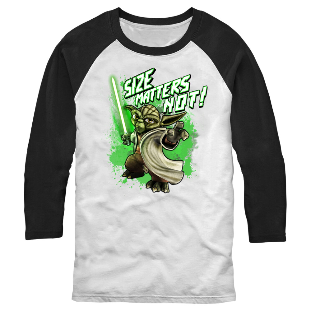 Men's Star Wars: The Clone Wars Clone Wars Yoda Size Matters Not  Adult Baseball Tee