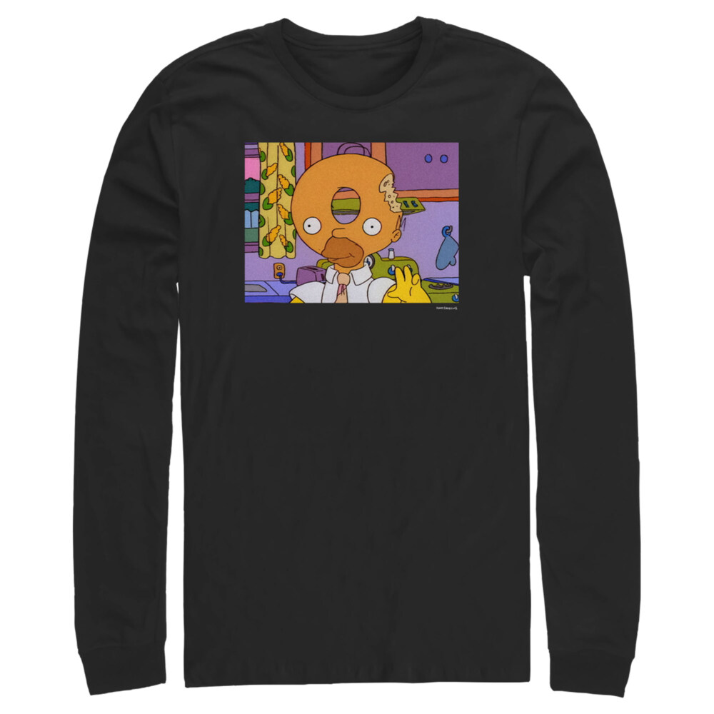 Men's The Simpsons Homer Donut Head  Adult Long Sleeve Shirt