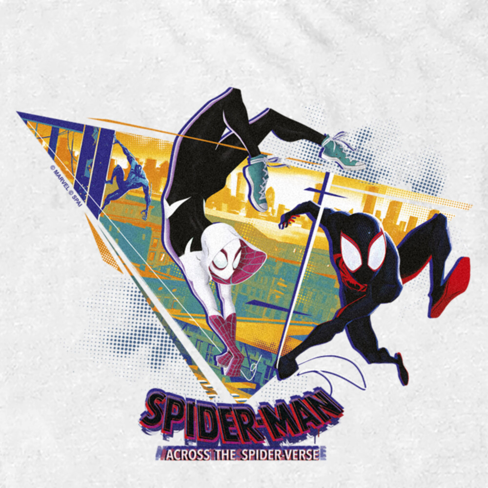 Men's Marvel Spider-Man: Across the Spider-Verse Miles Morales and Spider Gwen Logo  Adult T-Shirt