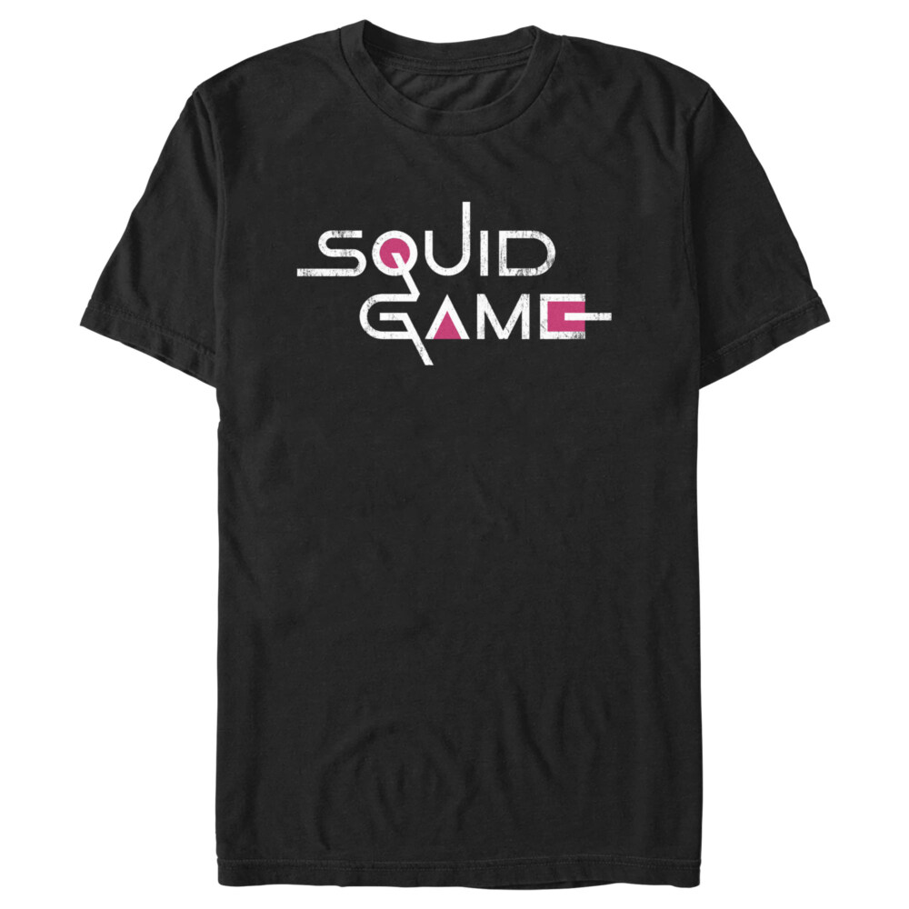 Men's Squid Game Distressed Logo Black  Adult T-Shirt