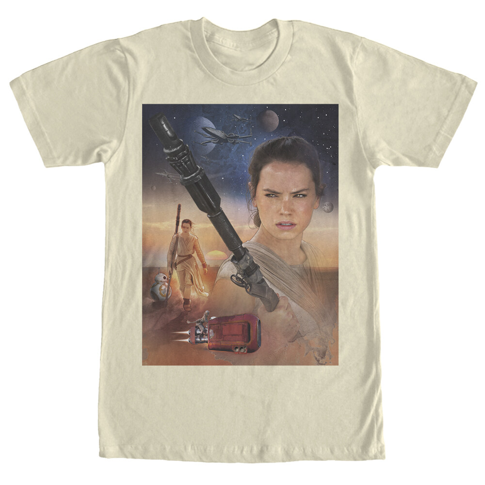Men's Star Wars The Force Awakens Rey Collage  Adult T-Shirt