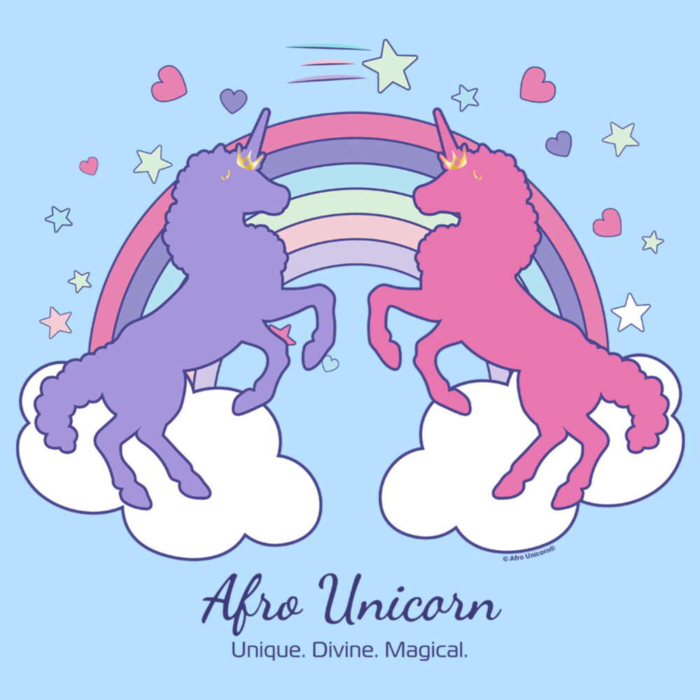 Men's Afro Unicorn Double Rainbow  Adult T-Shirt