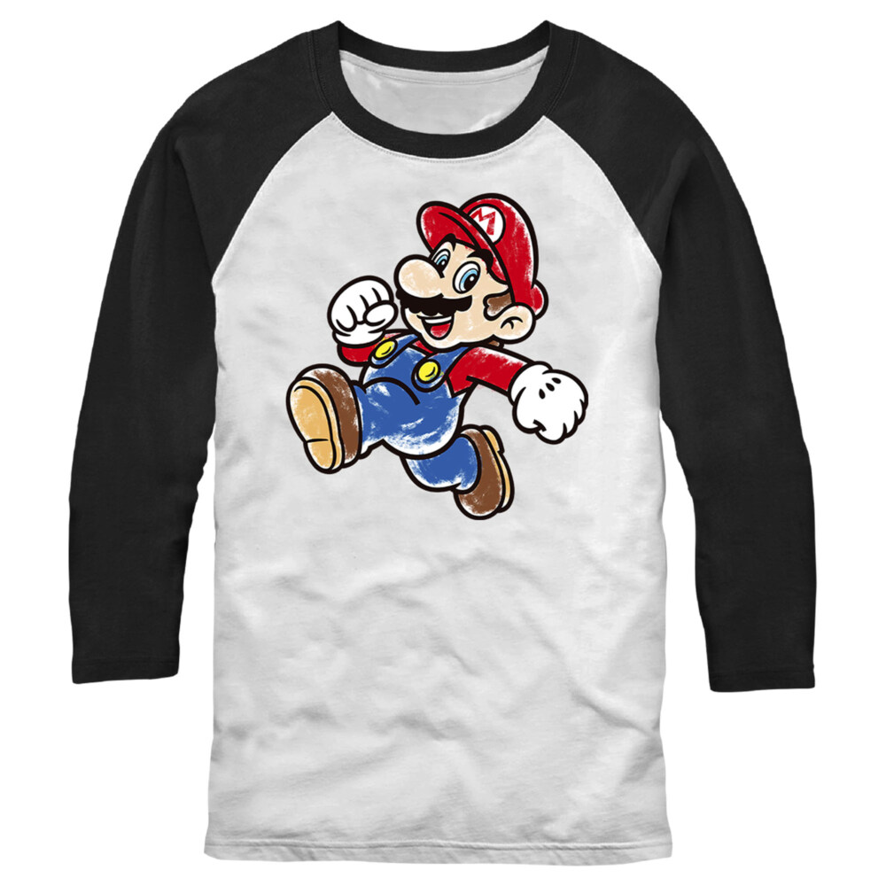 Men's Nintendo Jumping Mario  Adult Baseball Tee