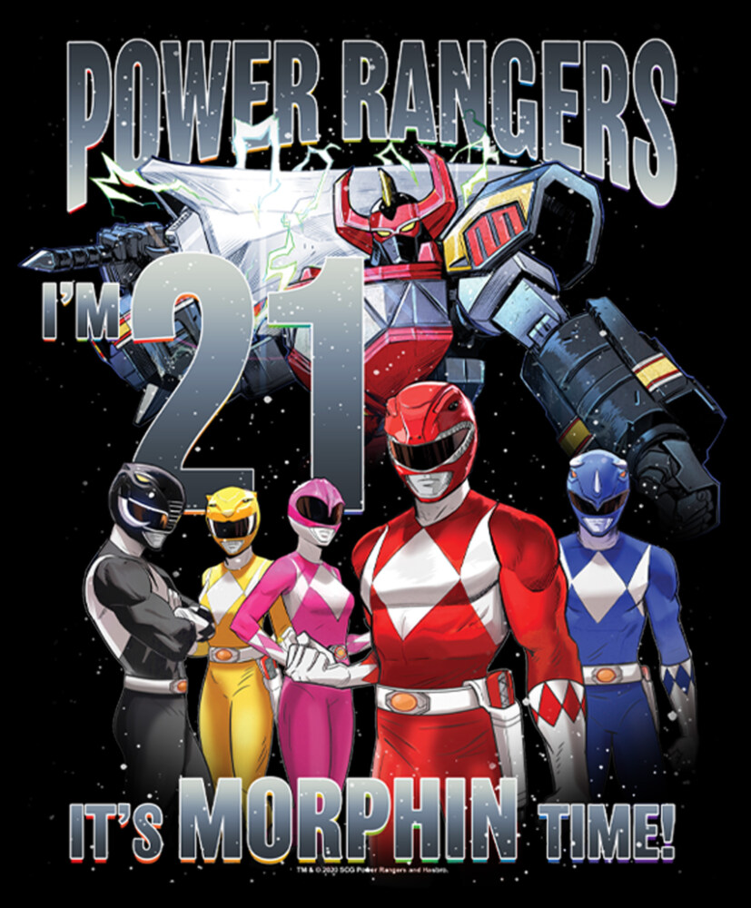 Men's Power Rangers Birthday 21 Morphin Time  Adult T-Shirt