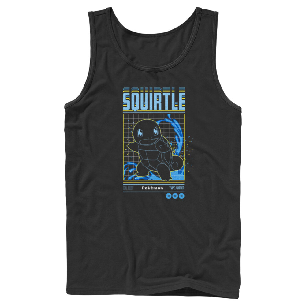 Men's Pokemon Squirtle Retro Grid  Adult Tank Top