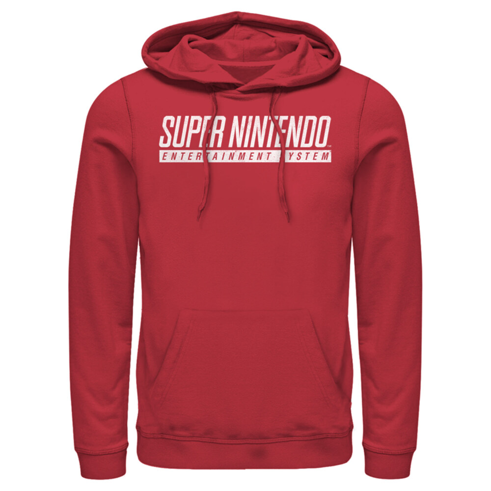 Men's Nintendo Super NES Text Logo  Adult Pull Over Hoodie