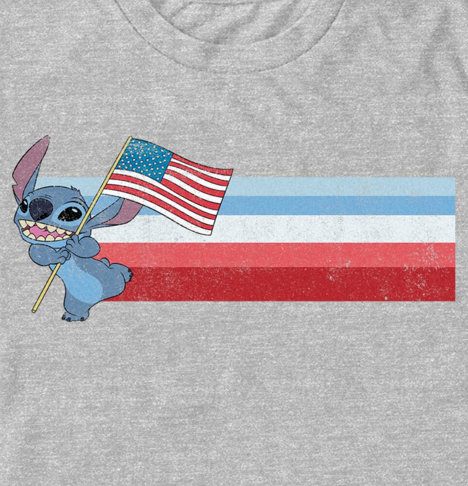 Men's Lilo & Stitch Flying the American Flag  Adult T-Shirt