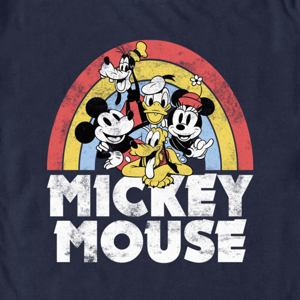 Men's Mickey & Friends Distressed Rainbow Friends  Adult T-Shirt