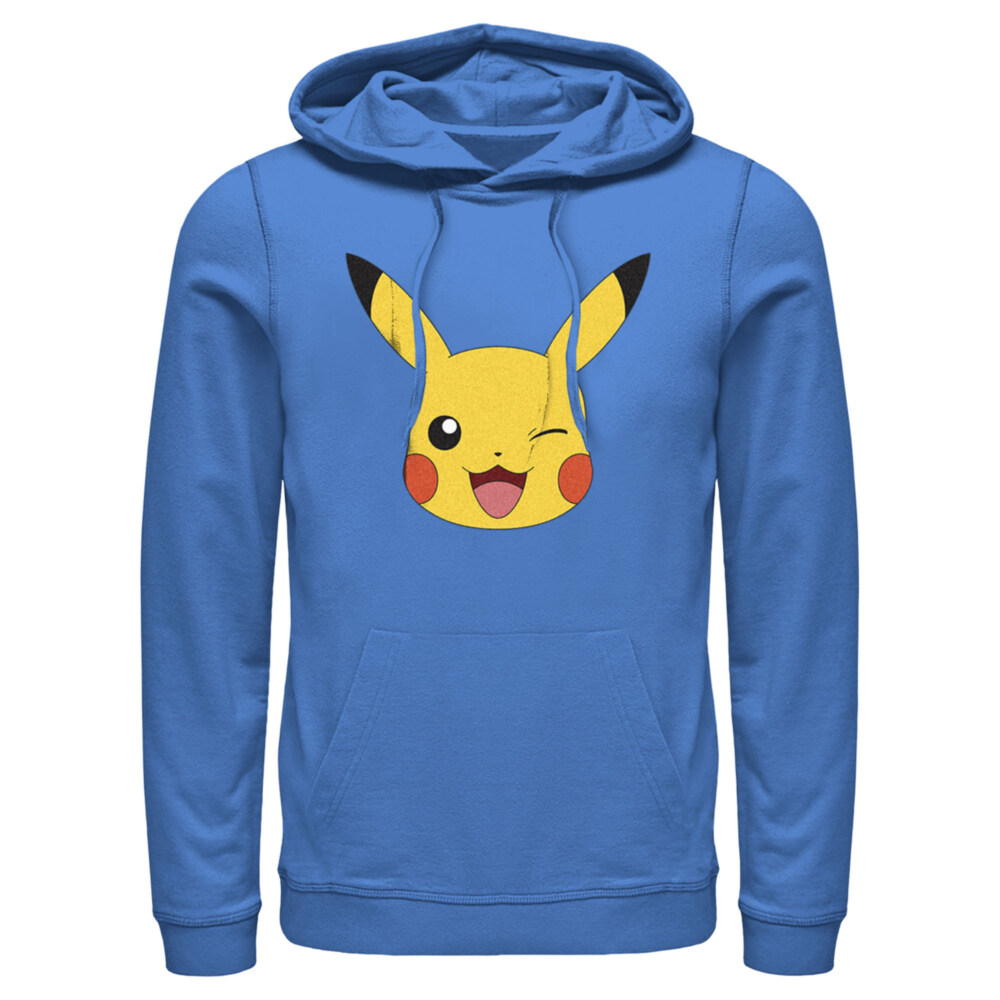 Men's Pokemon Pikachu Wink Face  Adult Pull Over Hoodie