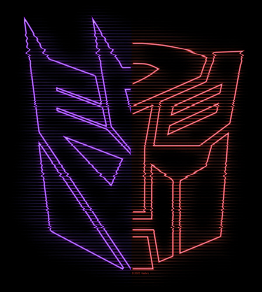Men's Transformers Split Bot Neon Logo  Adult T-Shirt