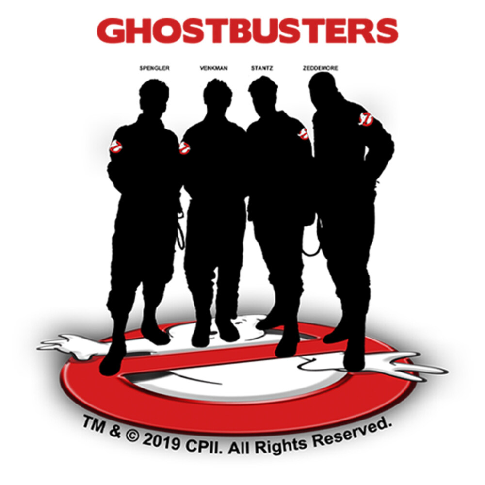 Men's Ghostbusters Black Silhouettes Standing On Logo  Adult T-Shirt