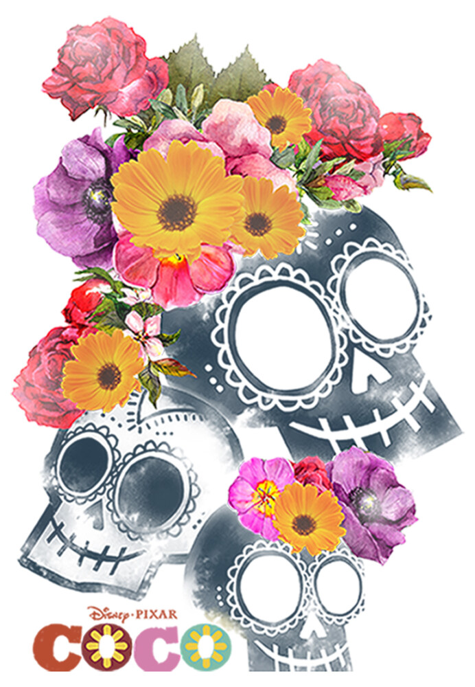 Men's Coco Floral Skeletons  Adult T-Shirt