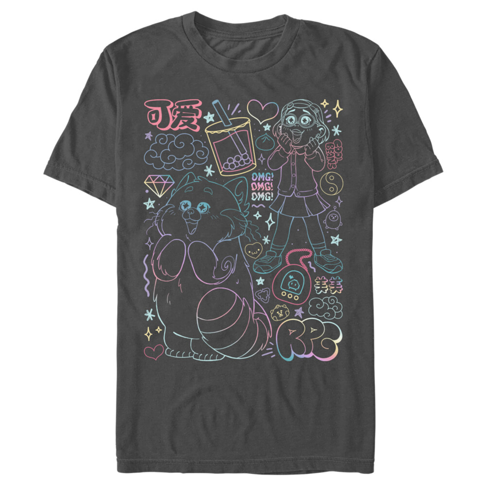 Men's Turning Red Neon Doodles Mei Lee  Adult T-Shirt
