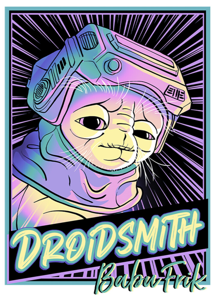 Men's Star Wars: The Rise of Skywalker Babu Frik Neon Poster  Adult Baseball Tee