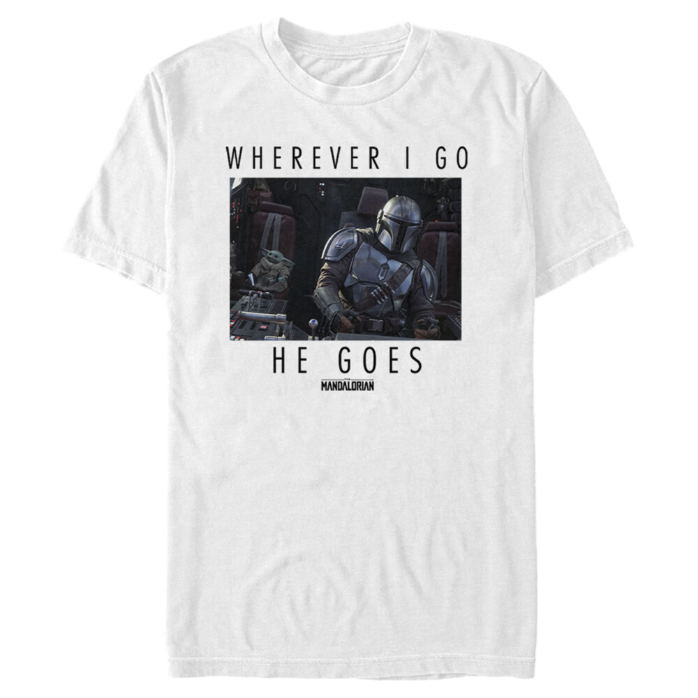 Men's Star Wars: The Mandalorian Wherever I Go He Goes  Adult T-Shirt