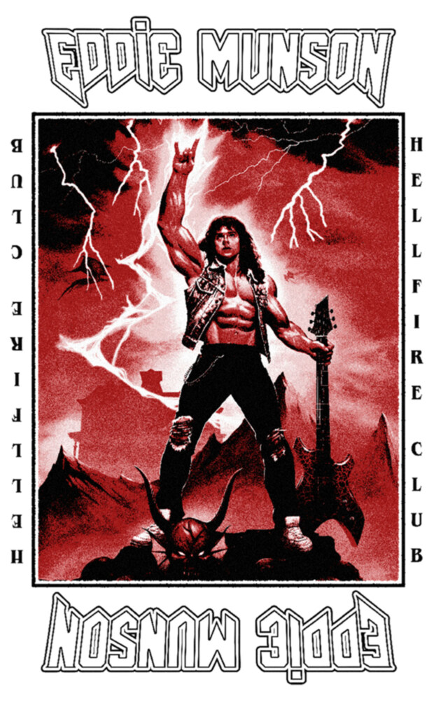 Men's Stranger Things White Hellfire Club Rockstar Eddie Munson  Adult T-Shirt