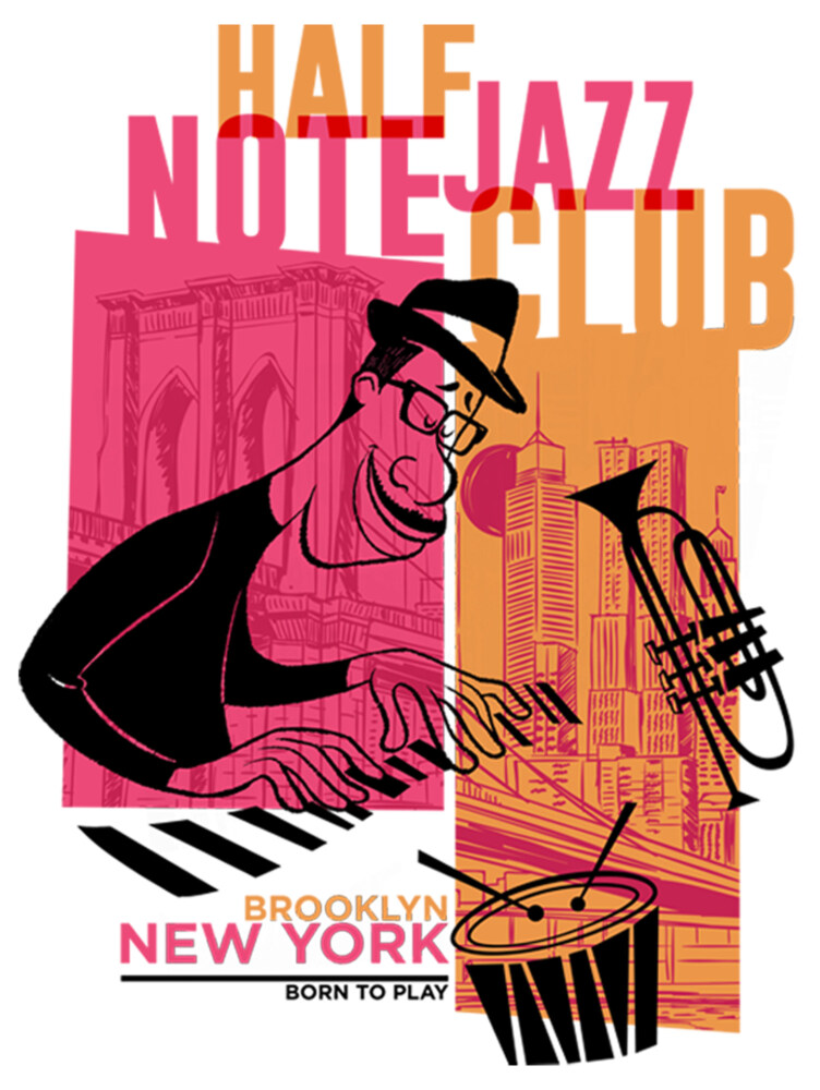 Men's Soul Brooklyn Jazz Club  Adult T-Shirt