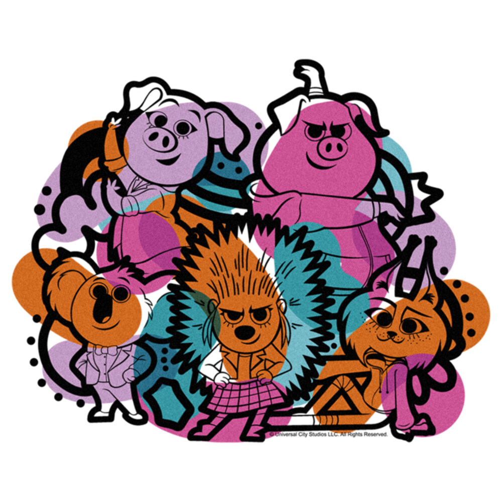 Men's Sing 2 Cartoon Group Shot  Adult T-Shirt