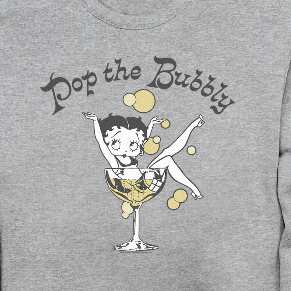 Men's Betty Boop New Year's Retro Pop the Bubbly  Adult Sweatshirt