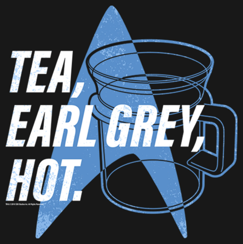 Men's Star Trek: The Next Generation Cup Of Tea Earl Grey Hot, Captain Picard  Adult Long Sleeve Shirt
