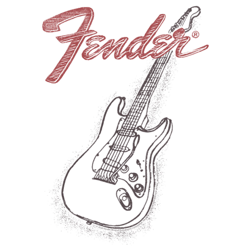 Men's Fender Guitar Sketch  Adult T-Shirt