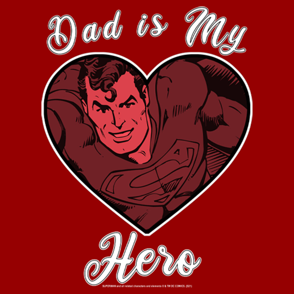 Men's Superman Valentine's Day Dad is My Hero  Adult T-Shirt