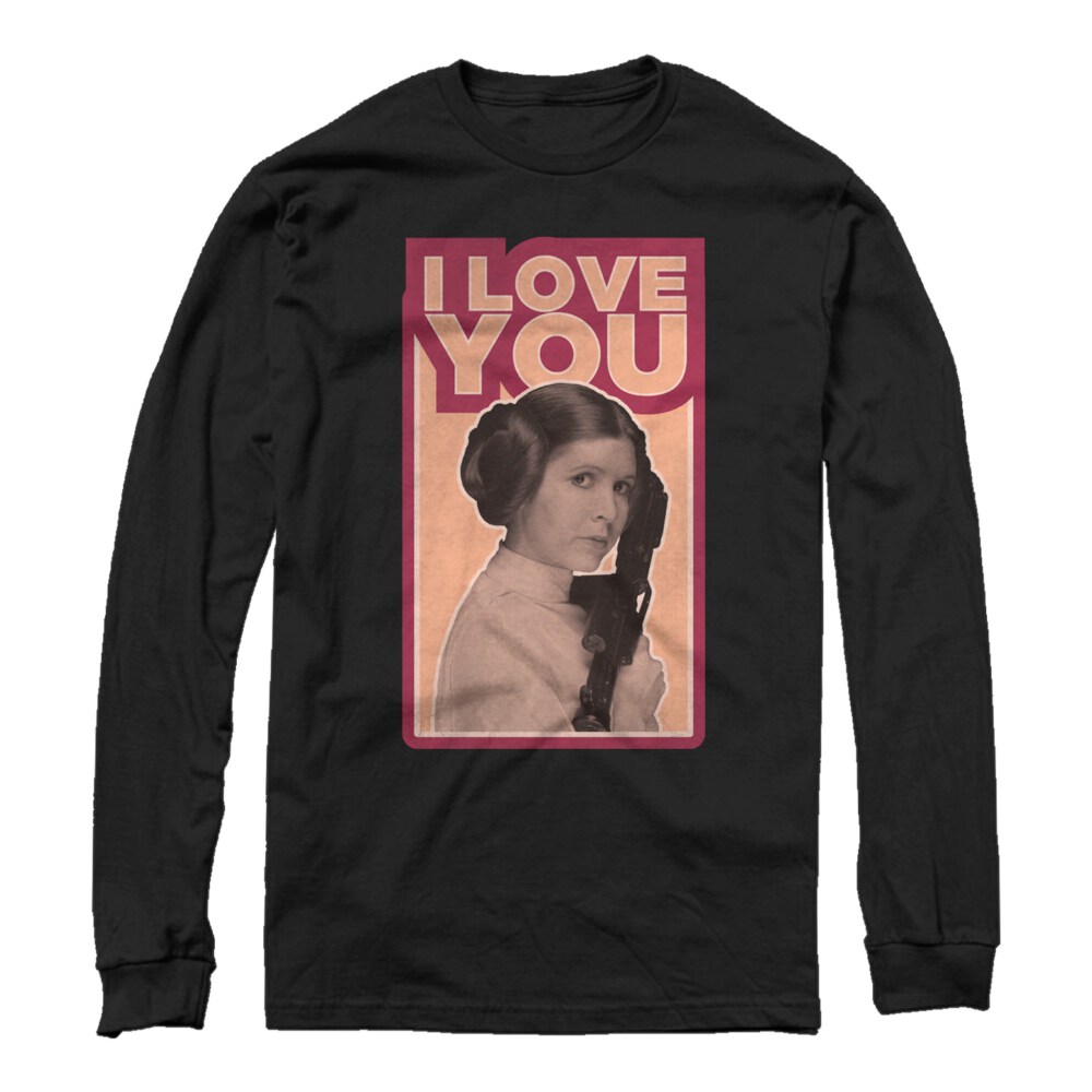 Men's Star Wars Princess Leia Quote I Love You  Adult Long Sleeve Shirt