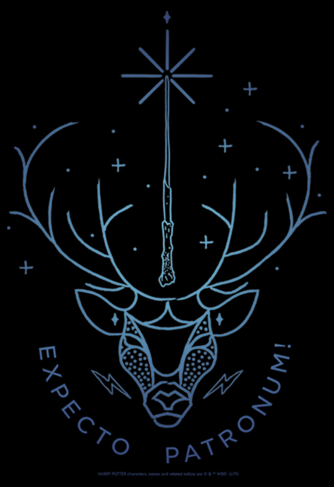 Men's Harry Potter Stag Patronus Line Art  Adult Pull Over Hoodie