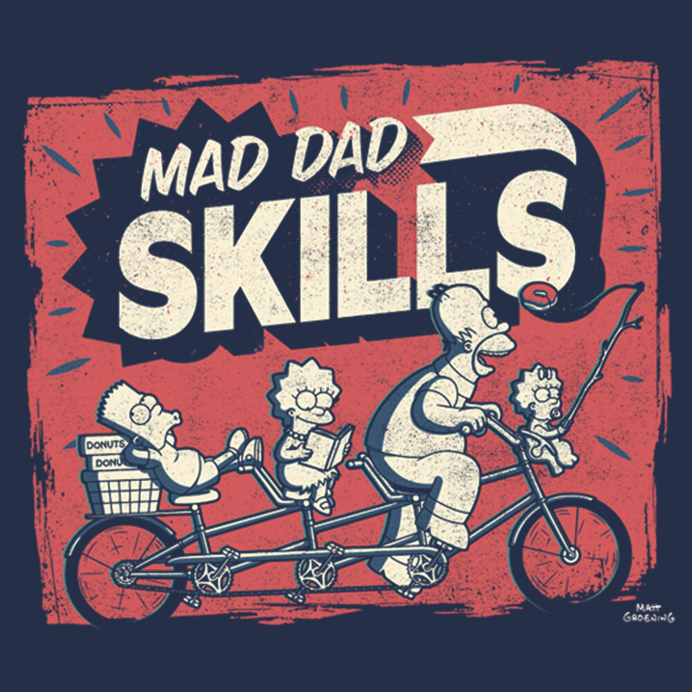 Men's The Simpsons Father's Day Mad Dad Skills  Adult T-Shirt