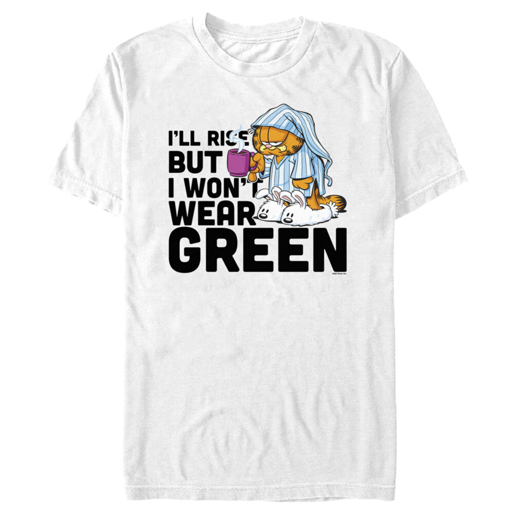 Men's Garfield St. Patrick's Day I'll Rise But I Won't Wear Green  Adult T-Shirt