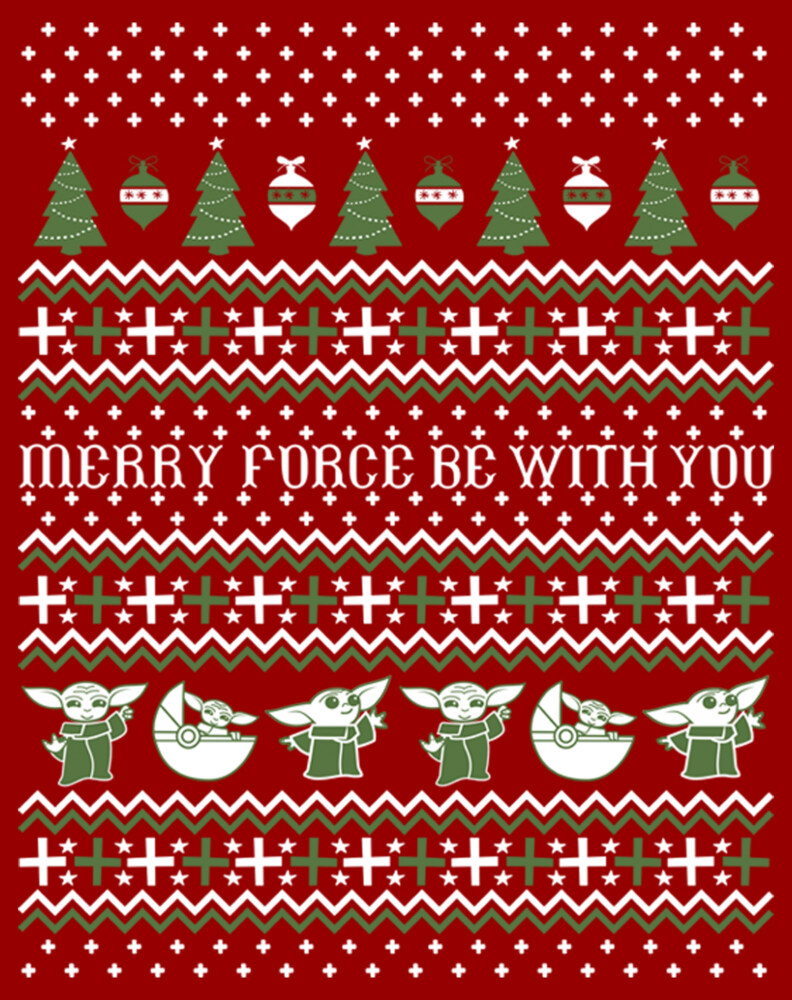 Men's Star Wars: The Mandalorian Christmas The Child Ugly Force-mas  Adult T-Shirt
