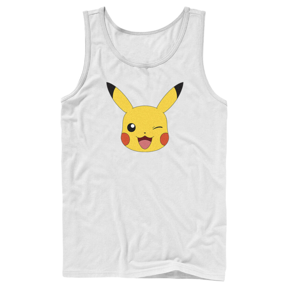 Men's Pokemon Pikachu Wink Face  Adult Tank Top