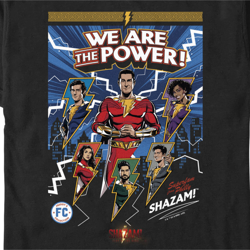 Men's Shazam! Fury of the Gods We Are the Power Comic Book Cover  Adult T-Shirt