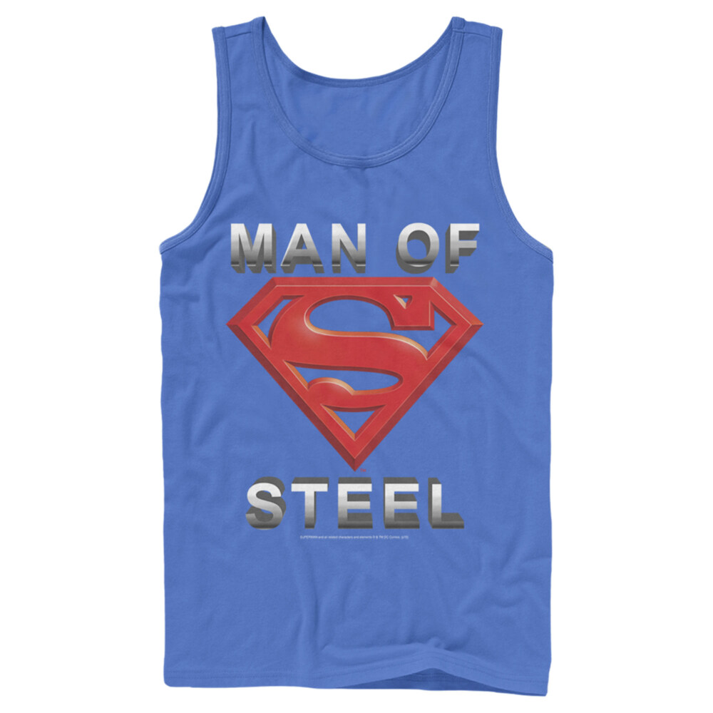 Men's Superman Man of Steel Beveled Logo  Adult Tank Top