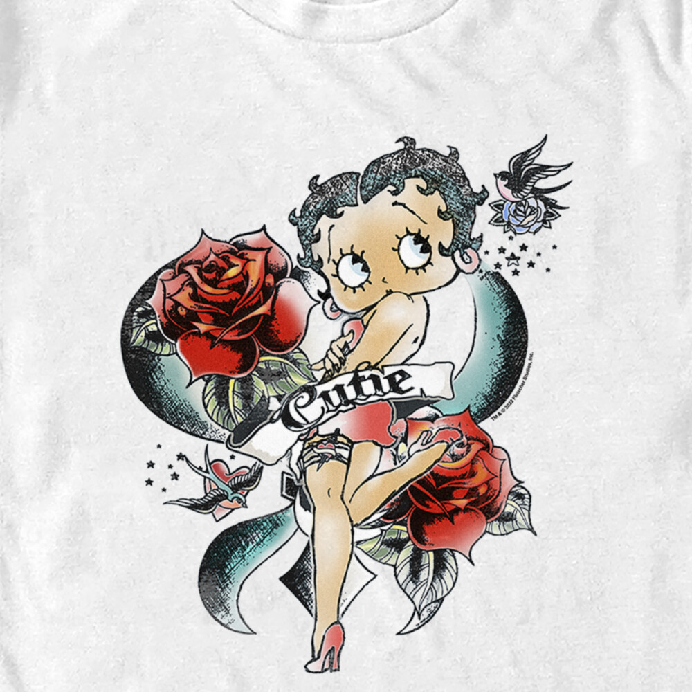 Men's Betty Boop Cutie Rose Tattoo  Adult T-Shirt