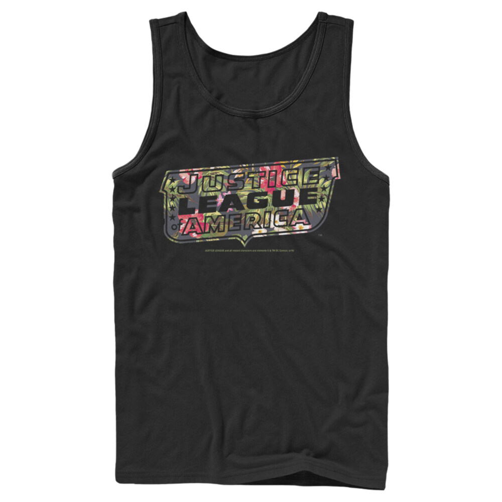 Men's Justice League Floral Logo  Adult Tank Top