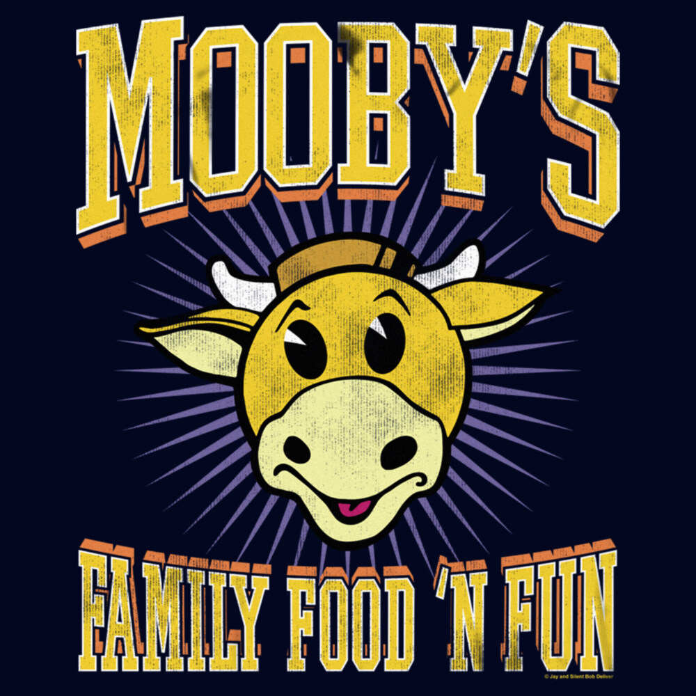 Men's Jay and Silent Bob Mooby's Family Food 'N Fun  Adult T-Shirt