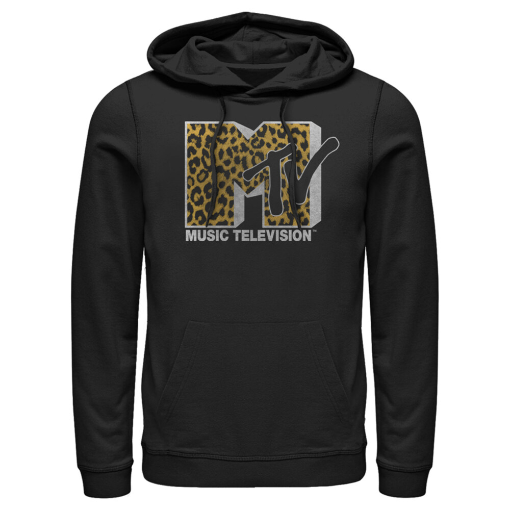Men's MTV Cheetah Print Logo  Adult Pull Over Hoodie