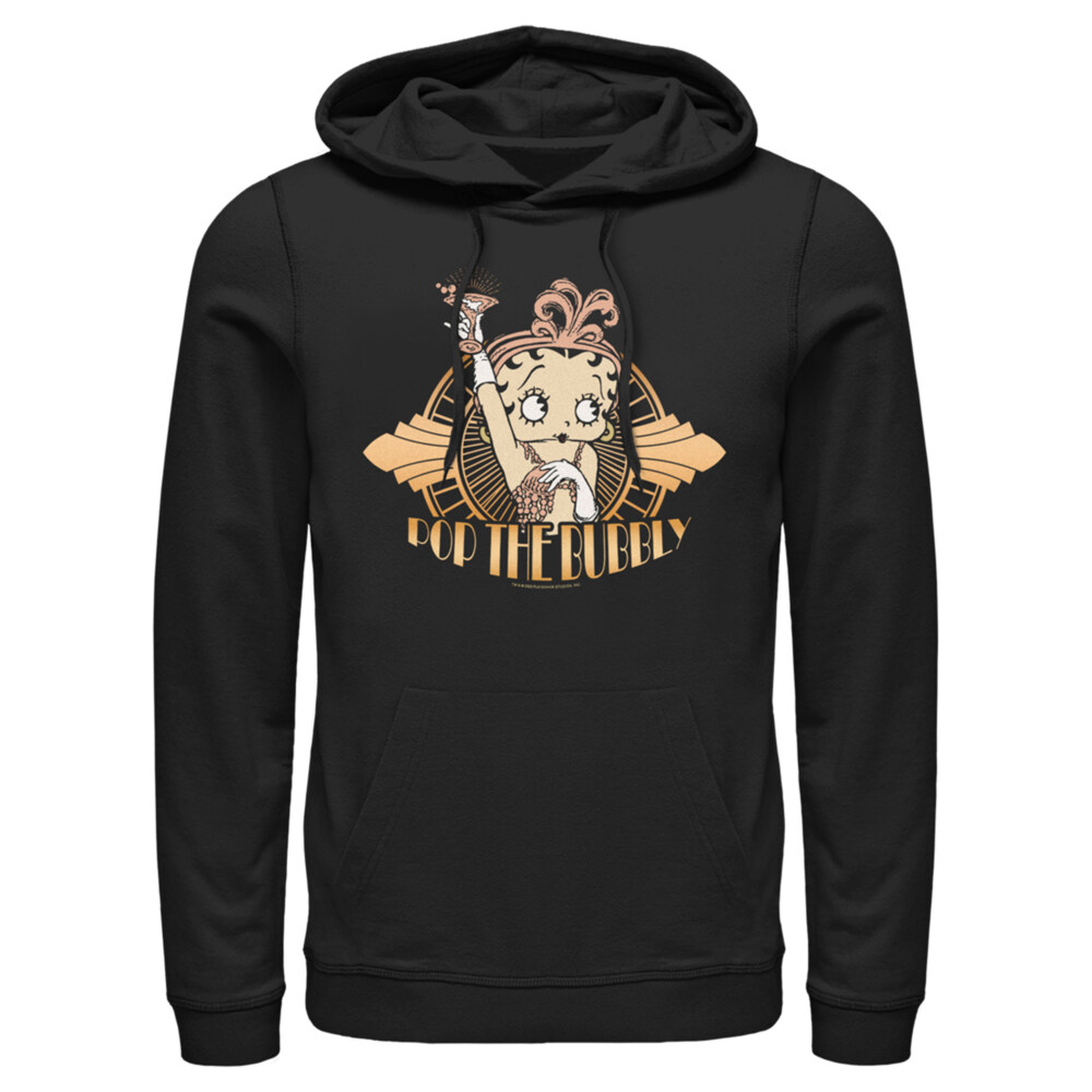 Men's Betty Boop New Year's Pop the Bubbly  Adult Pull Over Hoodie