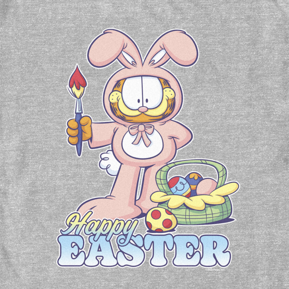 Men's Garfield Happy Easter Bunny Ears Cat  Adult T-Shirt