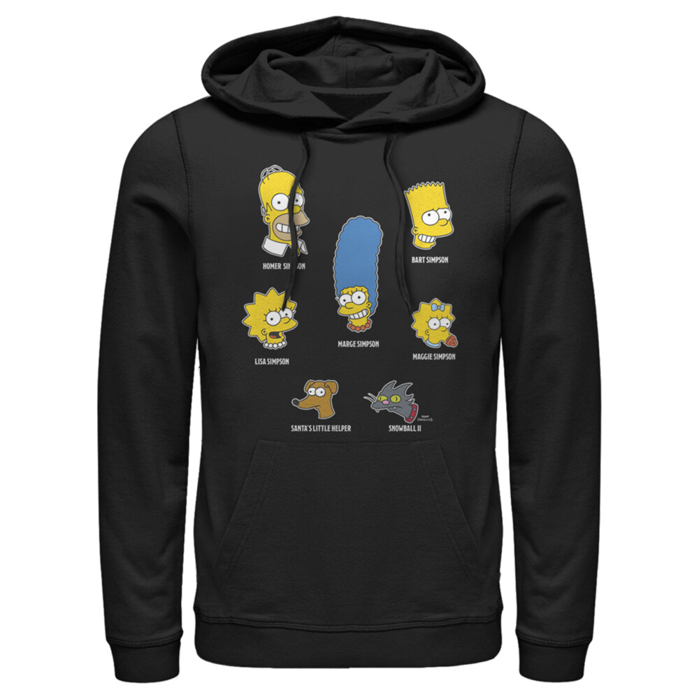 Men's The Simpsons Family Faces  Adult Pull Over Hoodie