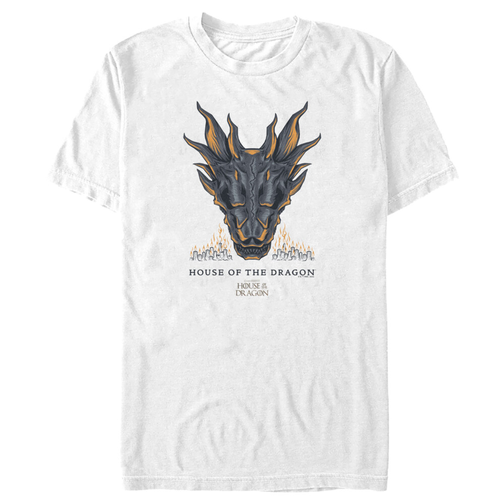 Men's Game of Thrones: House of the Dragon Skull of the Dragon Flames  Adult T-Shirt