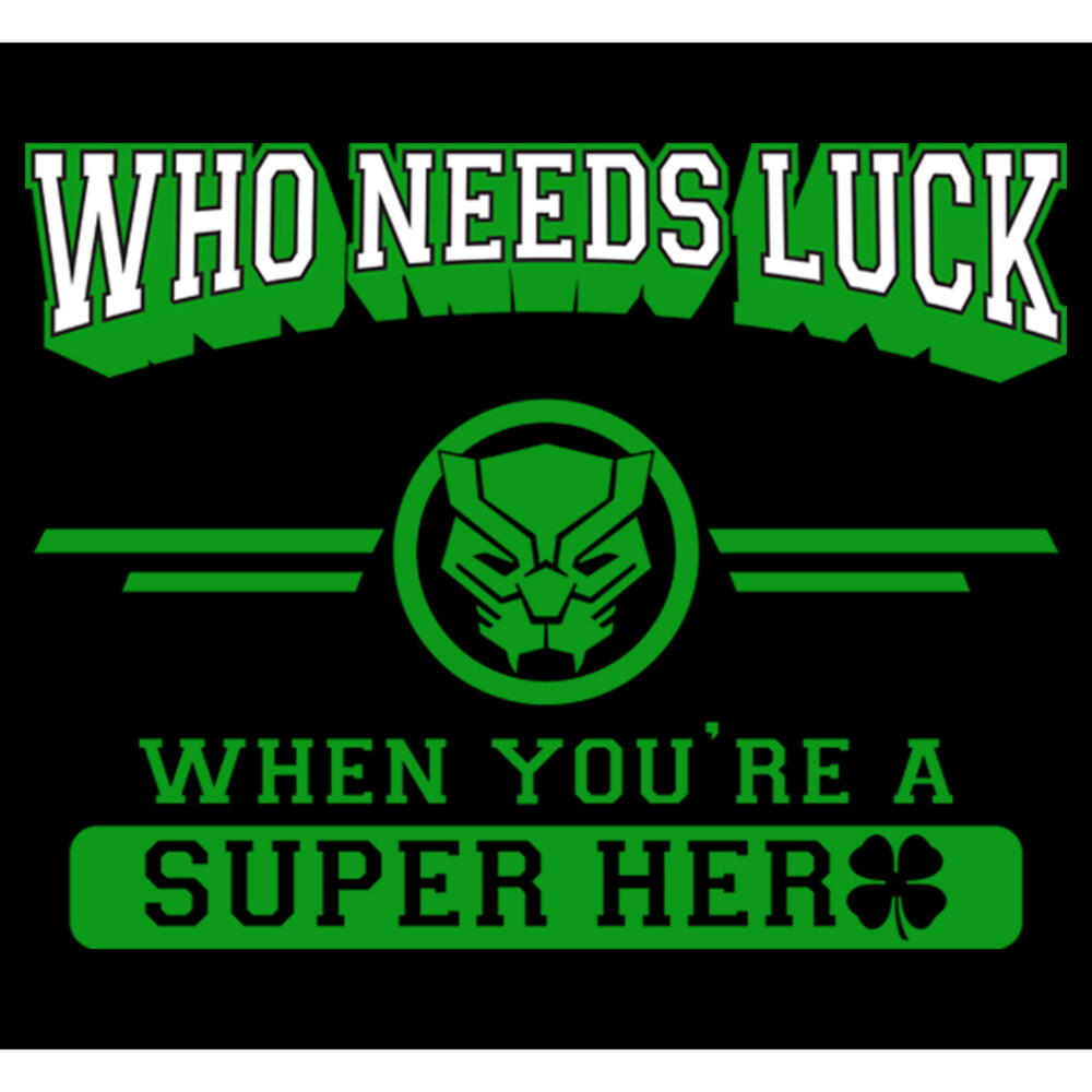 Men's Marvel St. Patrick's Day Black Panther Who Needs Luck  Adult T-Shirt