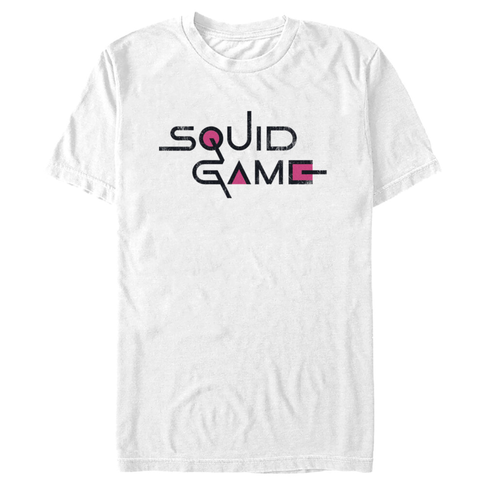 Men's Squid Game Distressed Logo White  Adult T-Shirt